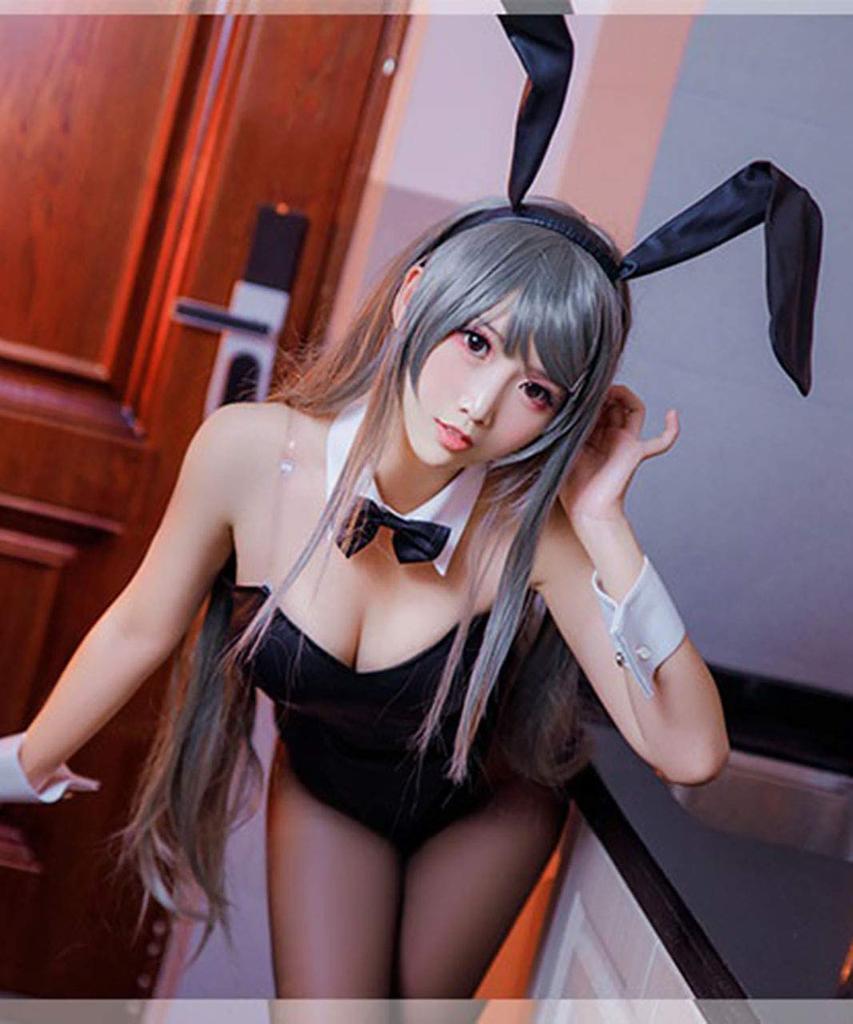 Rascal Does Not Dream of Bunny Girl Senpai Mai Sakurajima Cosplay Costume with Wig [Milky Time] (Size M)