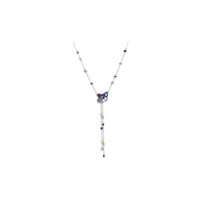 Pandora Limited Edition Fan Y Shape 925 Silver Necklace Women s Blue 398183SRUMX
