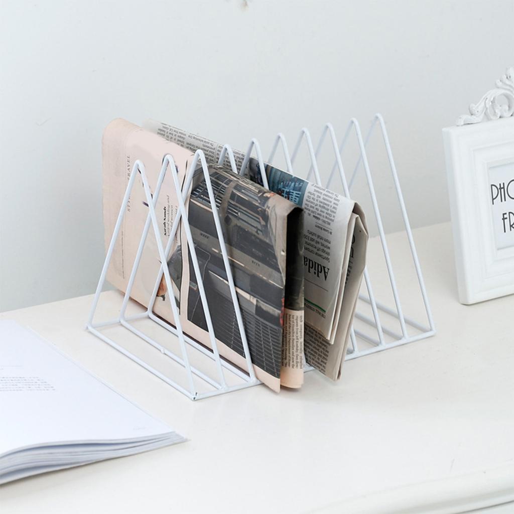 Desktop Rack Rustproof Simple Geometric Iron File Holder Decoration for Study Living Room