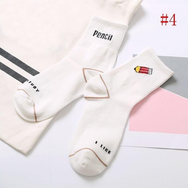 Kawaii Milk Banana Dinosaur Pencil Rocket Cartoon Socks Meias Novelty Illustration Letter Women's Socks Cute Socks