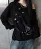 DEFYCLUBROBBERS Flight 666 Boat Neck One Shoulder Long Sleeve Black