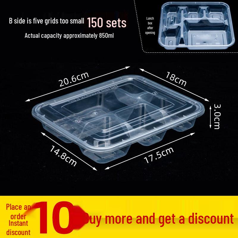 ZISIZ Disposable Four-Compartment Lunch Box