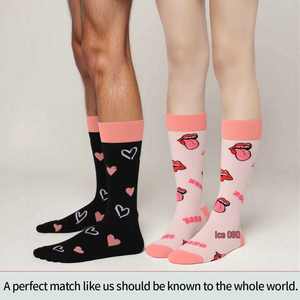 New Valentine's Day Series: Mid-Calf Cotton Socks - Sweat-Absorbent & Odor-Resistant, One Size, Unisex.