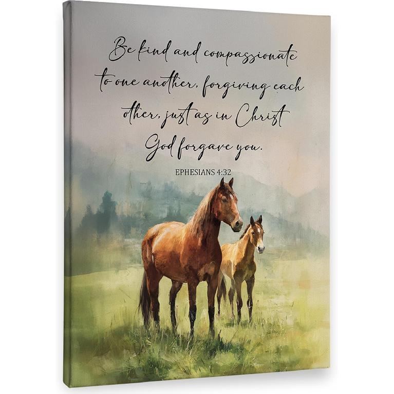 PHAMTE Vintage Christian Horse Wall Art Decor Canvas 11x14, Bible Verse Pictures Decorations, Religious Rustic Cottagecore Farmhouse Horse Framed