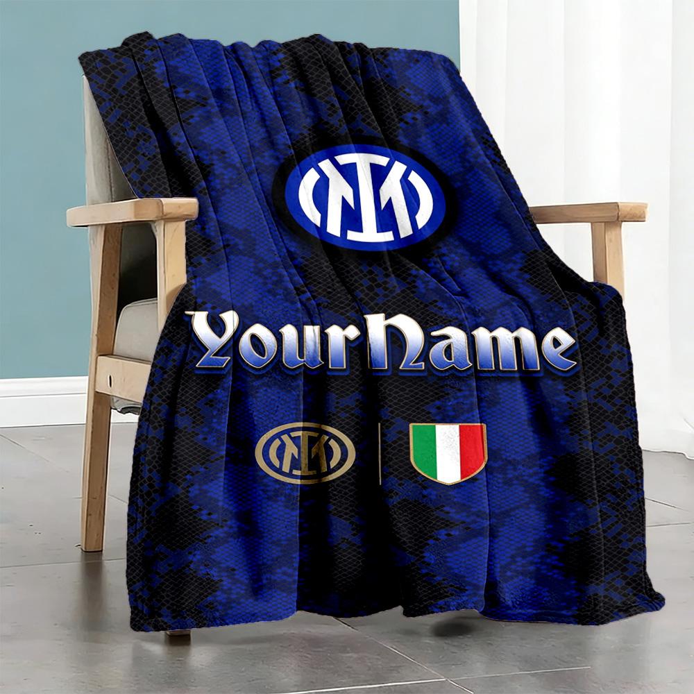 Inter Milan Personalized Name Blanket Throw Customizable Blanket Durable Comfort Great for Couch Picnics Bedding Nap Four Seasons Universal