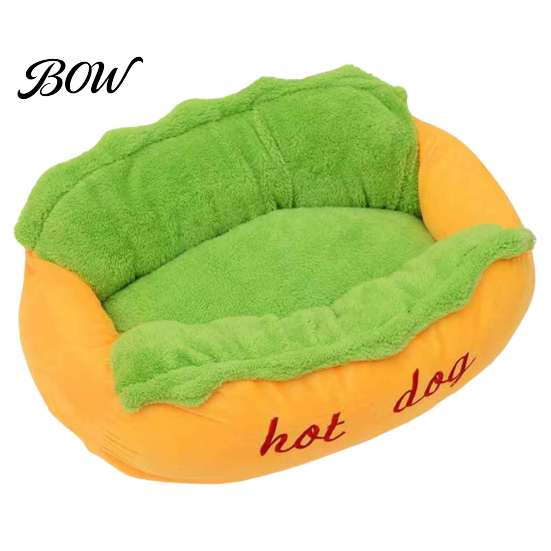 Playful Animal Bed Hot Dog Pet Bed, Soft Cozy Plush Removable Washable Mat, Funny Small Cute Bun for Cats Dogs, Novelty Sofa PP Cotton Cushion