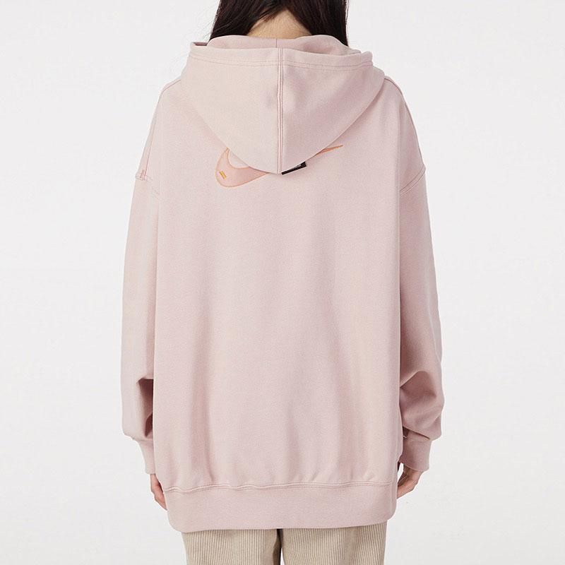 Nike Embroidered Logo Pullover Hoodie Women Tops Oxford-Pink DM6202-601