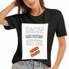 Bacon macht alles besser Damen Baumwoll-T-Shirt, Re Baumwolle Hochwertiger Druck, Langlebig, Freizeitmode. Leckeres Bacon Grafik-T-Shirt,Bacon-Liebhaber