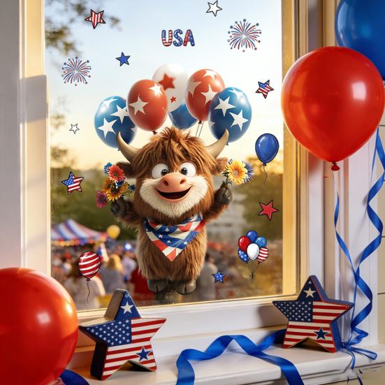 Yousheng Patriotic Window Cling American Flag Star Eagle Window Decals PVC Static Stickers for Independence Day Memorial Day 4th of July Home Office