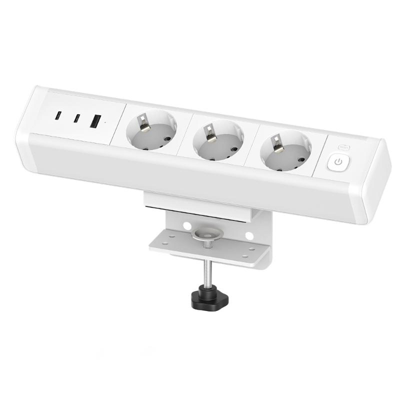 Clamp Mount Power Strips 3AC Outlets 3USB Port PD18W/65W Fast Charging Hubs 1.8Meter Cable for Home Office Desk