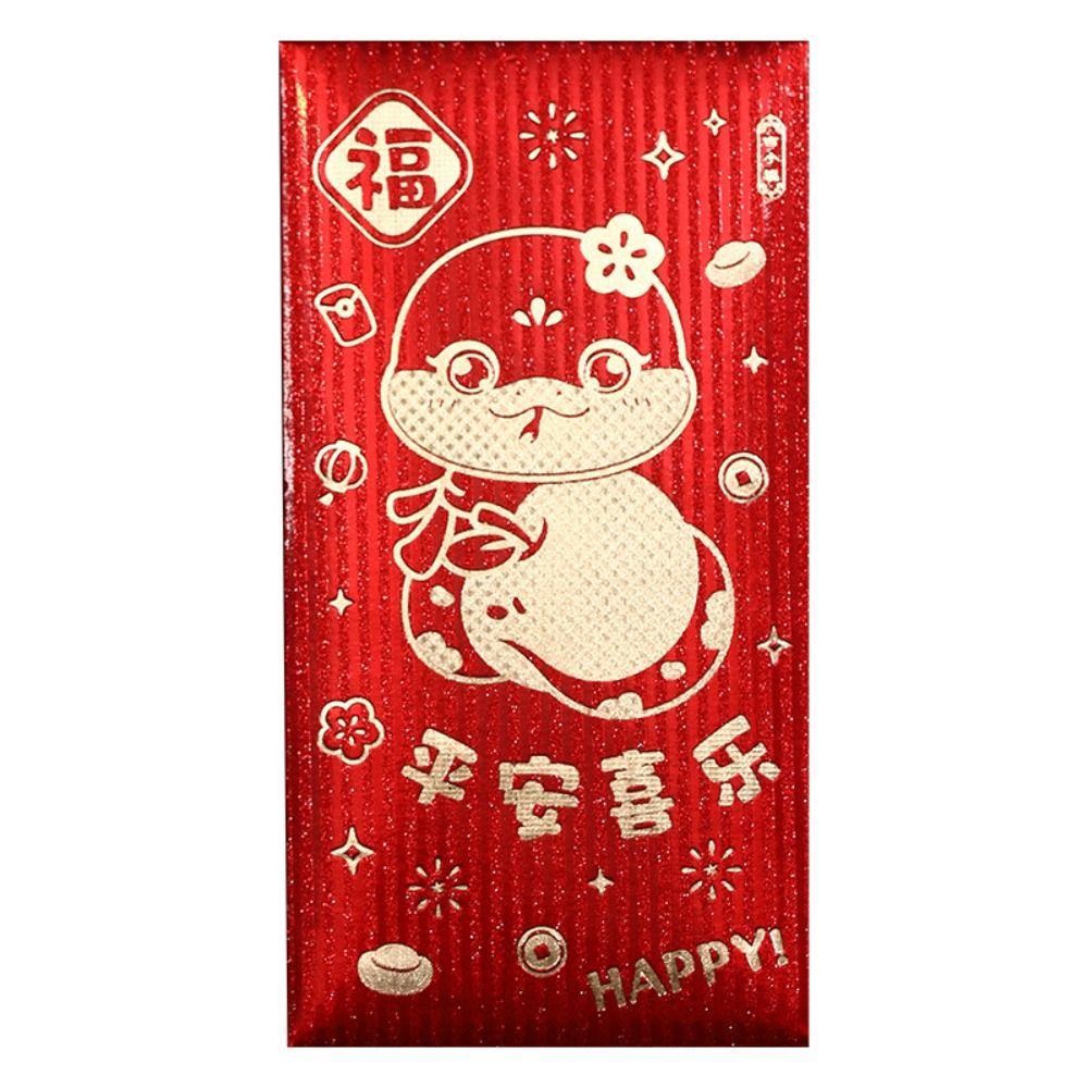 6pcs Cartoon 2025 Chinese Red Envelopes Traditional 2025 Snake Year Red Envelopes  Celebration Party