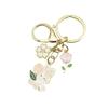 Cute Cartoon Rose Flower Rabbit Keychain - Festive New Year Gift & Backpack Pendant Pair