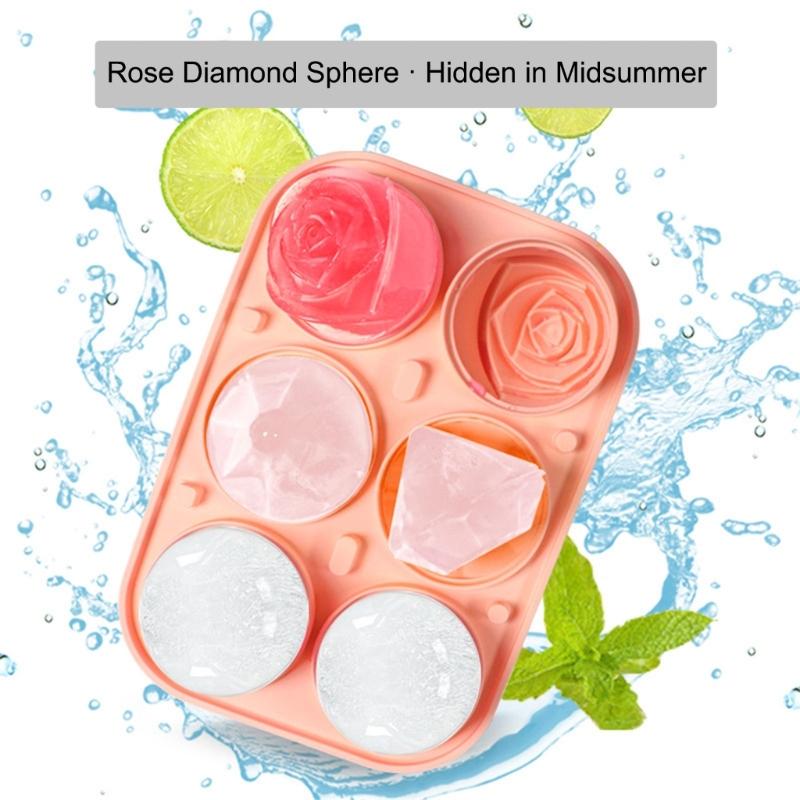 Food Grade Ice Ball Maker Rose Diamantine Sphere Design Ice Mould Nonstick Silicone Tray For Chilling Drink