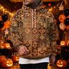 Men's Vintage Hoodie with Print and Patchwork Design, Single Pocket Casual Top