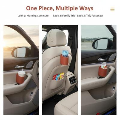 Universal Leather Water Cup Holder for Car Door Multi-functional Use