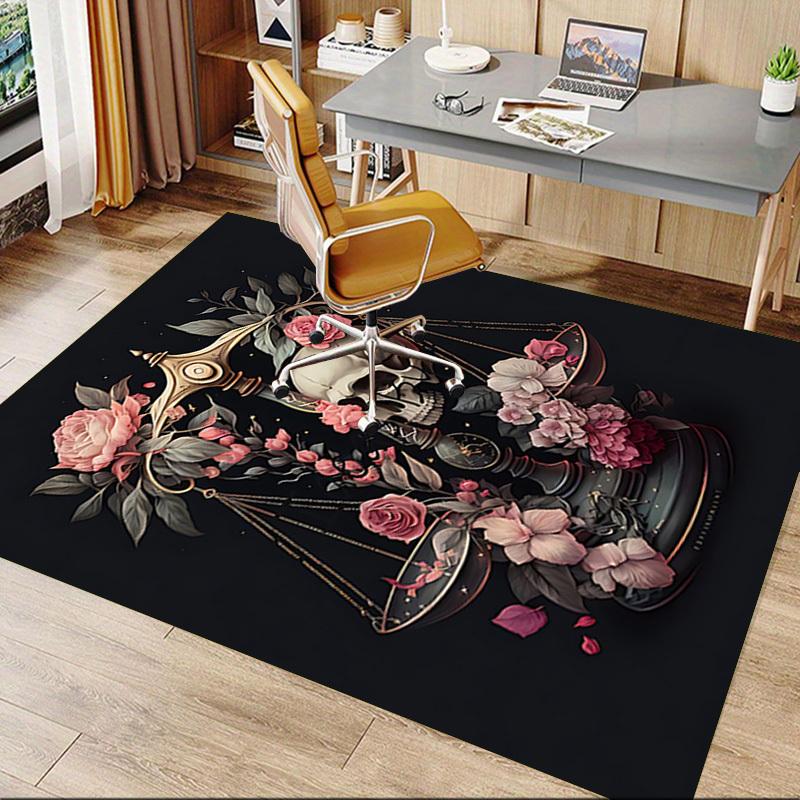 1PC Skull Flowers Extra Large Non Slip Floor carpet, Office, family, bedroom Large Area Rug Indoor Rugs, Vibrant Colors