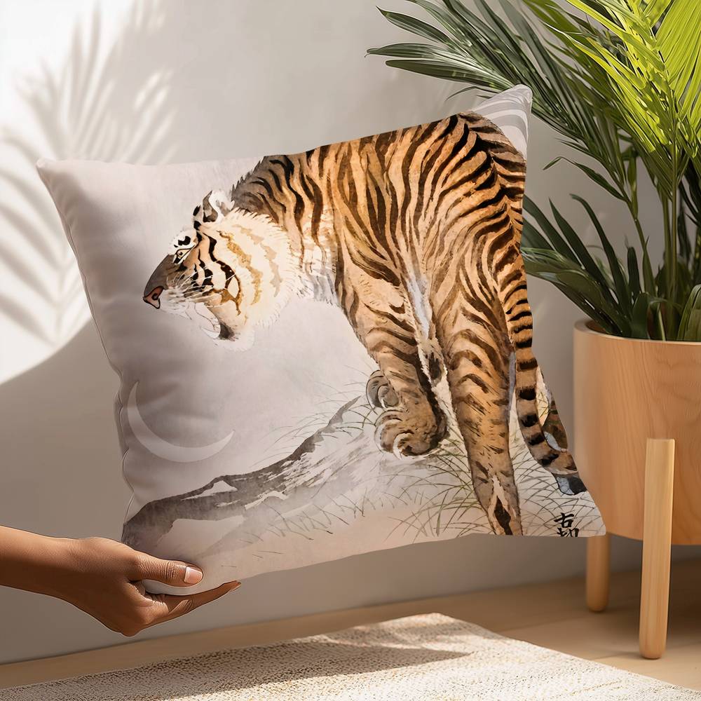 Japanese Artist Exhibition Pillow Case Plush Fabric Soft Pillowcase Double Sided Print Cushion Cover Household Gifts