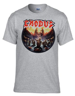 Exodus Rock Band Musica Rock Grigio 100% Cotone Maglietta Uomo Top -538_SZ-Bambini-