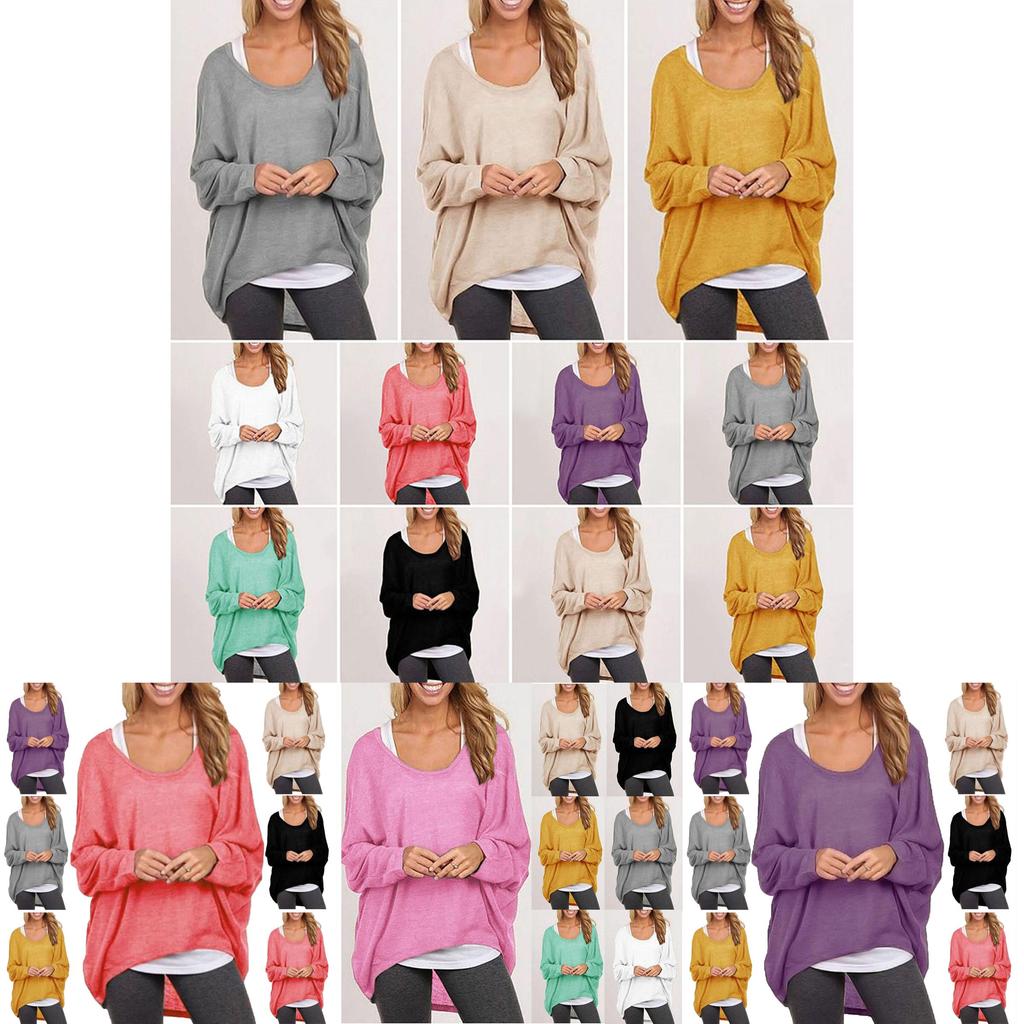 Elegant Women Plus Size Long Sleeve Pullover T-shirt With Loose Baggy Casual Fit