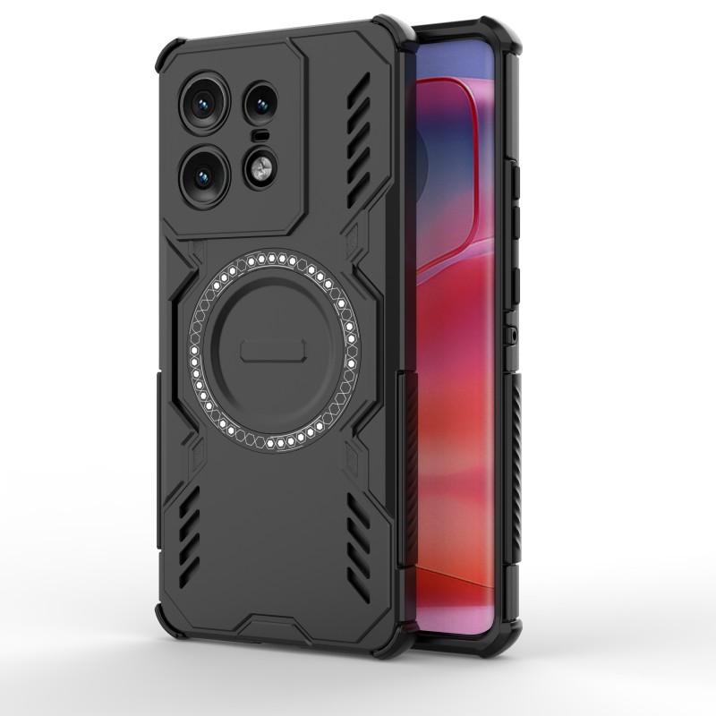 Motorola Edge 50 Pro 5G-სთვის მაგნიტური ქეისი WANLONFENG DJ სერიის PC TPU ტელეფონის ქეისი 2 ცალი ნაწრთობი მინის ფირით