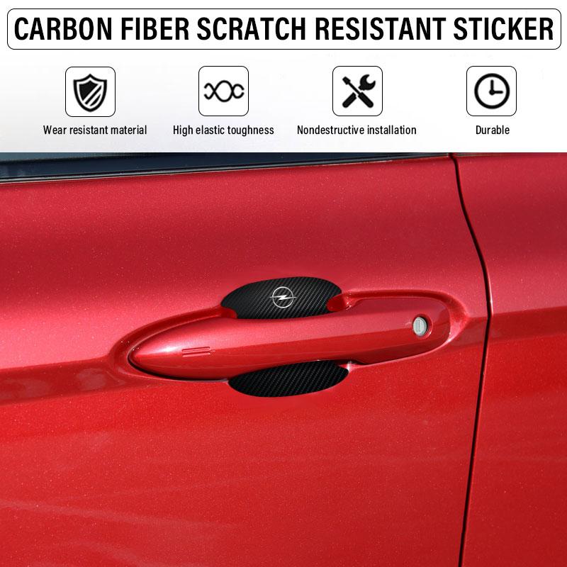 4PCS Car Door Handle Protection Sticker Emblem Car Decoration Styling For Opel Astra j g Insignia Corsa d Vectra c Zafira a Auto Gadgets