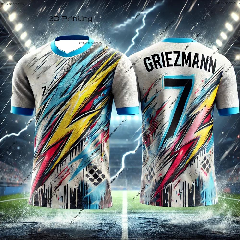2026Spanish Football Street AI Graffiti Design Antoine Griezmann No.7 Athleisure T-Shirt Soccer Training Jersey for Adults &Kids XXS бежевый
