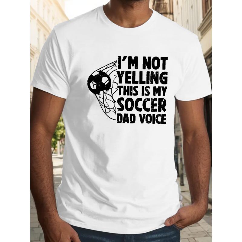 Europese Maat Levendig Voetbal Papa Grafisch T-shirt - Gebreide Stof, Casual Ronde Hals, Lichte Stretch, Geometrisch Patroon, Ademend Zomer Sport Top voor Mannen