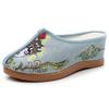 Casual High Heel Embroidered Slippers Woman Chinese Style Theatrical Face Oxford Flat Women's Shoes Home Slippers Wedge Shoes