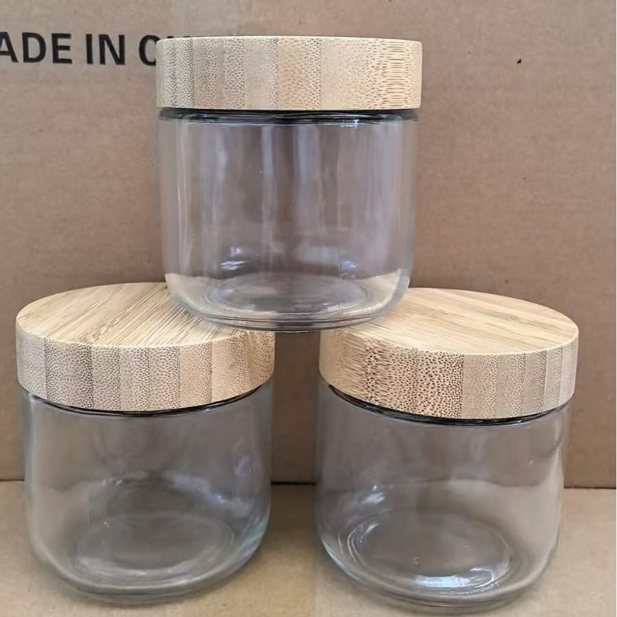 Large Glass Storage Jar with Bamboo Lid, Cereal & Yogurt Container, Sealed Oatmeal Cup