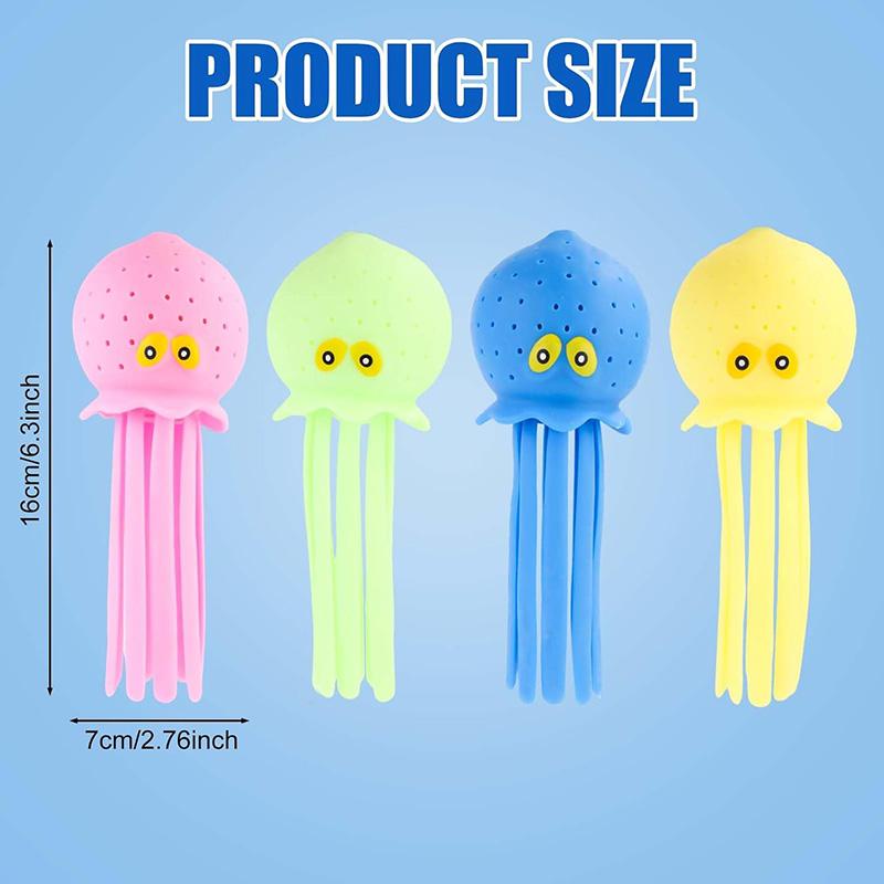 4 Colors Cute Kids Bath Squeeze Toys Stress Relief Ball Floating Water Absorbing Octopus Swimming Play Toy For Holiday Gifts