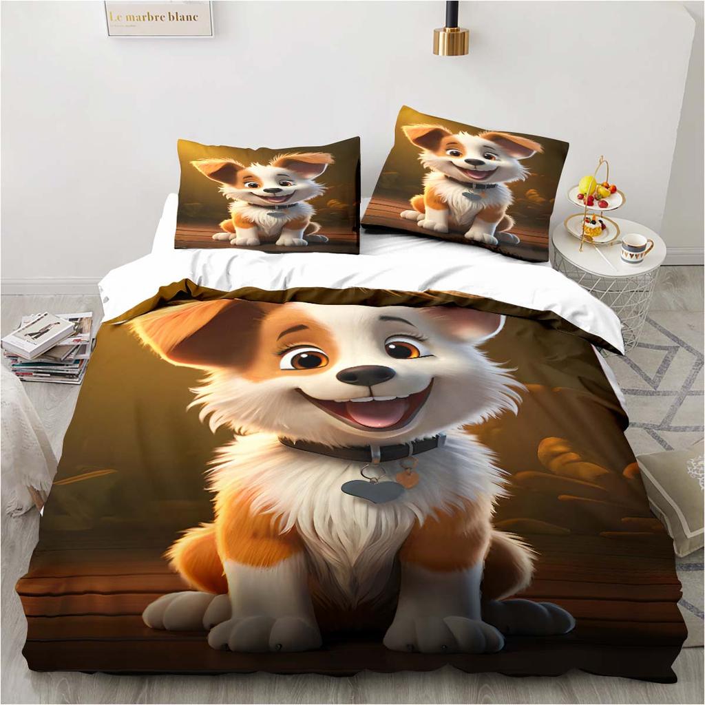 3D Bettwäscheset mit Hundemuster; Bulldog Schlafzimmer Zuhause Kissenbezug und Bettbezug King-Size Bettwäsche-Set für Kinderzimmer; Luxus