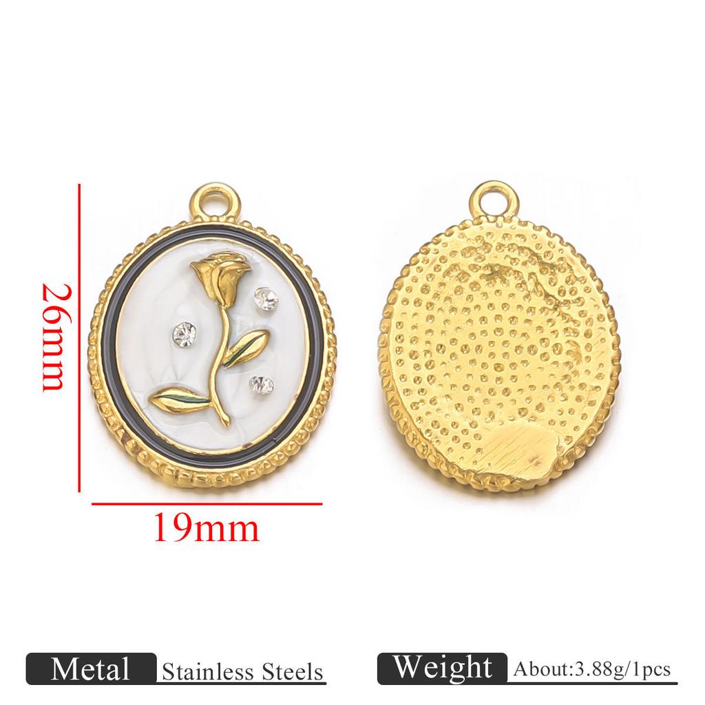 Colorful Oil Drop Flower Pendant Stainless Steel Gold Color Charm Necklace Bracelet DIY Making Jewelry Accessories Dropshipping