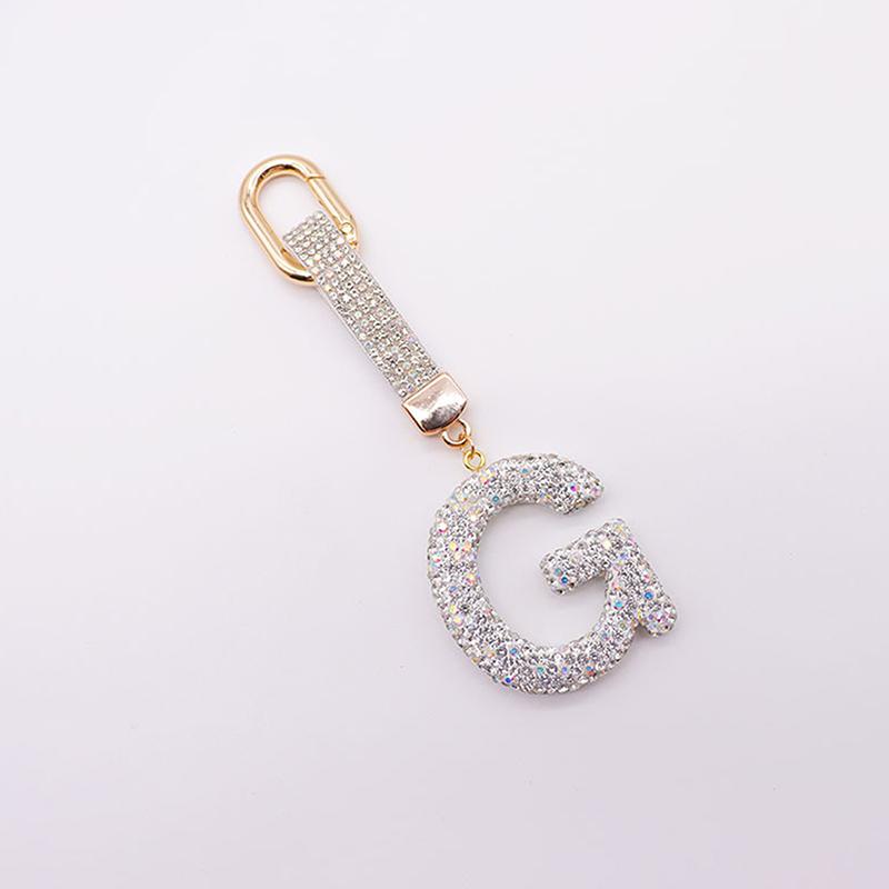 Fashion Sparkling Rhinestone Alphabet Keychain Cute Letter Charm Key Ring Exquisite Backpack Decoration Accessories Gifts G