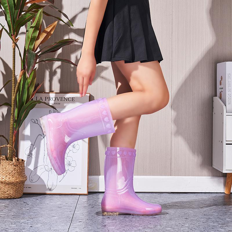 

Женские резиновые сапоги, для девочек, красивые девочки, конфетные резиновые сапоги на четыре сезона, ПВХ мягкие и удобные, водонепроницаемая обувь для внешней торговли, резиновая обувь 36