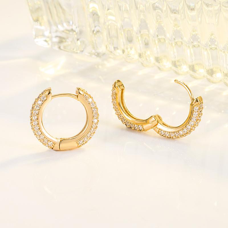 French Super Flash Rhinestone Circle Earrings Cold Wind Earrings Ear Buckles High-end Temperament Fashion Earrings 2026