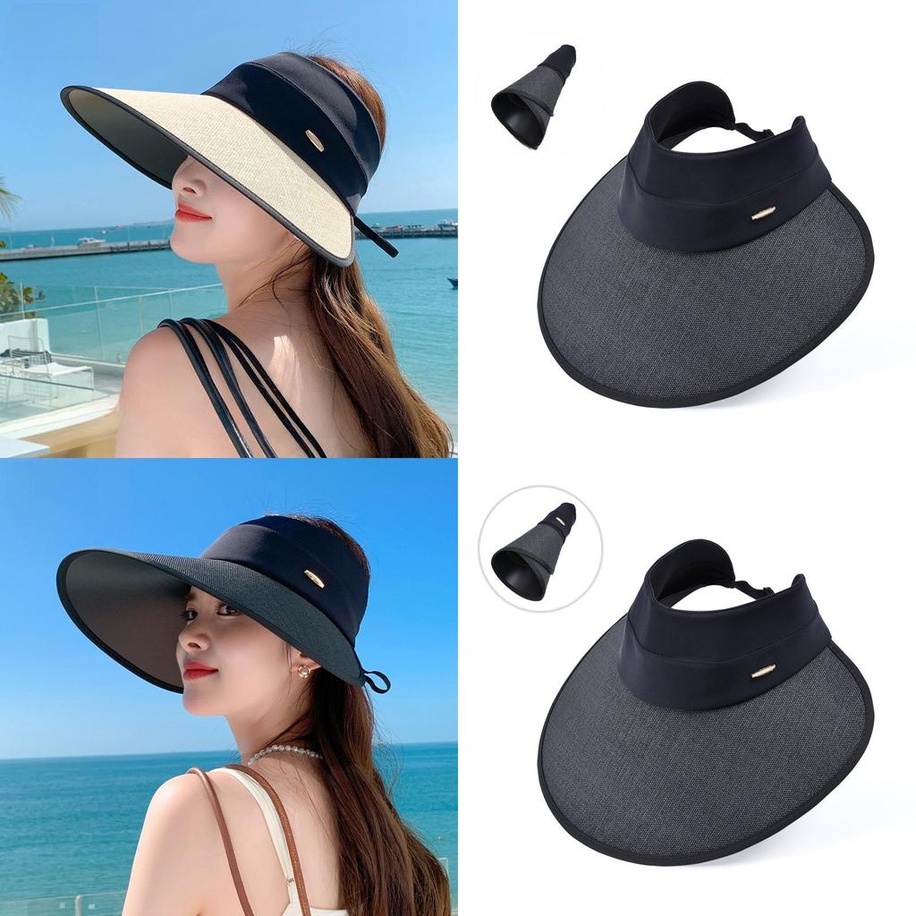 Summer Sun Hat Wide Brim Sunshade Hat For Women With Breathable Polyester