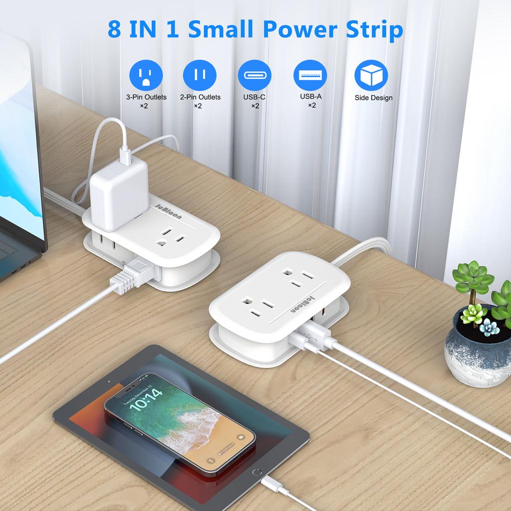 Power Multi Tap Universal Plug US 8-in-1 Outlet Power Strip AC Type C USB Port with 3.6FT Extension Cord Portable Network Filter