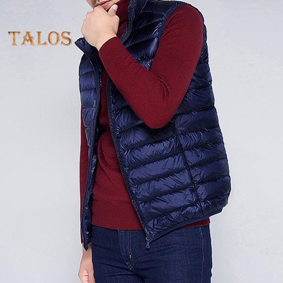 Unisexowa puchowa kamizelka bez rękawów ze stójką, jednolita kolorystycznie, zapinana na zamek, bawełniana kamizelka z kieszeniami, cienka, ciepła kamizelka, płaszcz