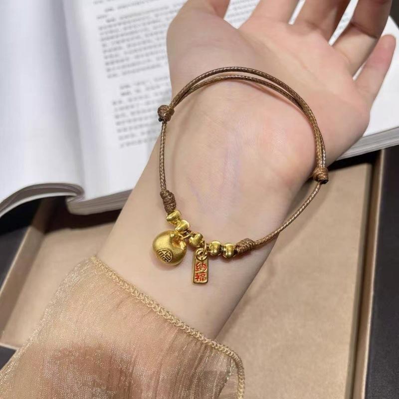 

Браслет из бусин «кошачий глаз» Xiaopangfu, женский новый, китайский мешочек удачи, регулируемый ручной шнурок