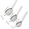 3pcs/Set Stainless Steel Flour Sifter with Handle Sieve Metal Strainer for Kitchen Rice Juice Quinoa Food Flour Baking