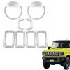 Suzuki Jimny JB64 JB74 Srebrna Osłona Reflektora Zestaw Osłon Grilla Wkładka Grilla Obręcz Światła Zewnętrzna 7-Częściowy (Srebro)