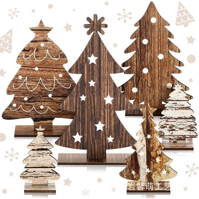 Christmas Tree Ornaments Wooden Tabletop Decoration Country Signage Wood Christmas Tree Center Dining Table Decoration Table Ornaments