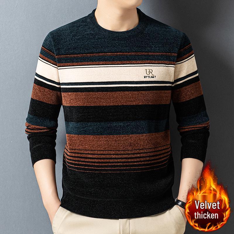 Men s Winter Fleece-Lined Chenille Knit Pullover 4XL