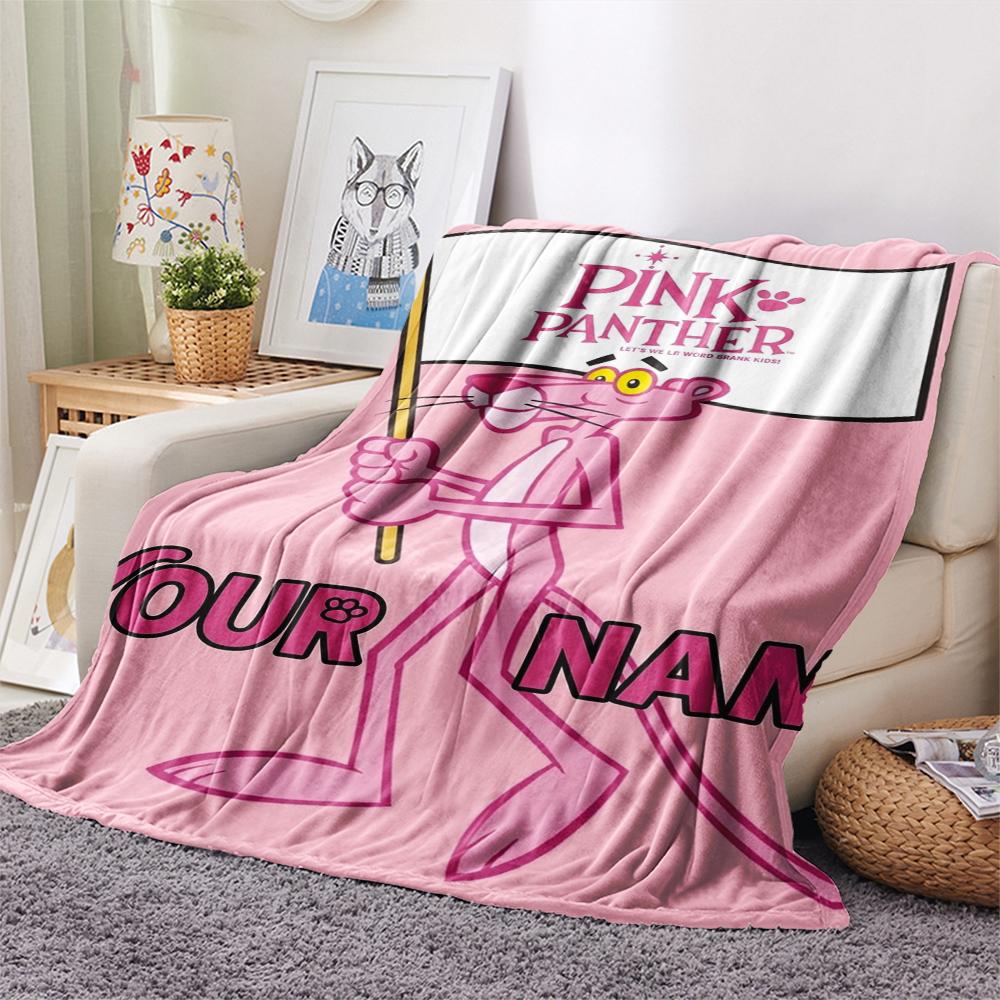 1pz Coperta in Flanella Personalizzata con Nome e Fantasia Pantera Rosa Adatta a Tutte le Stagioni per Arredamento Casa Calore e Comfort Regali Regalo Festivo