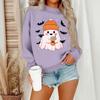 Women's Casual Fashion Round Neck Long Sleeve Halloween Printed Sweatshirt