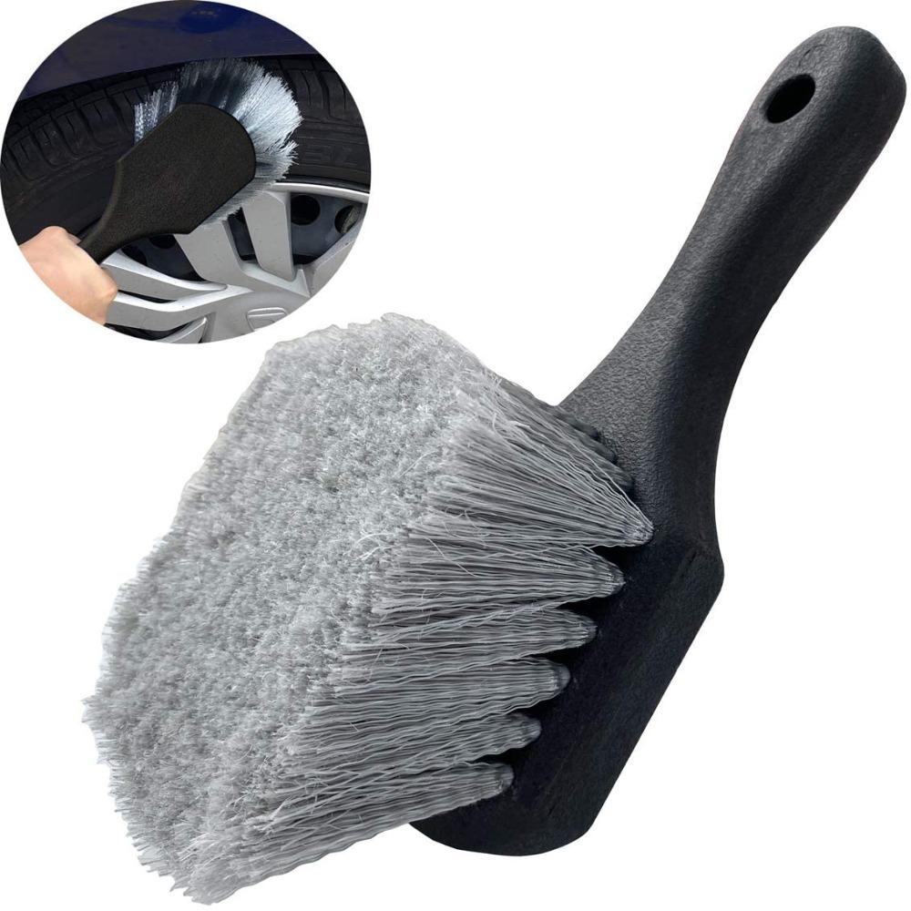 Long Hair Wheel Cleaning Brush Short Handle Tire Rim Washing Brush Detail Brush Vehicles Cleaning
