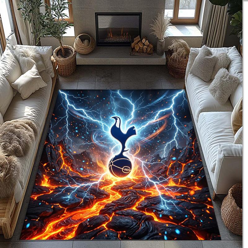 Tappeto in Flanella Stampato Tottenham Hotspur Antiscivolo Morbido Poliestere Tappeto per Pavimento Tappetino Decorativo per Interni per Camera da Letto Soggiorno Divano