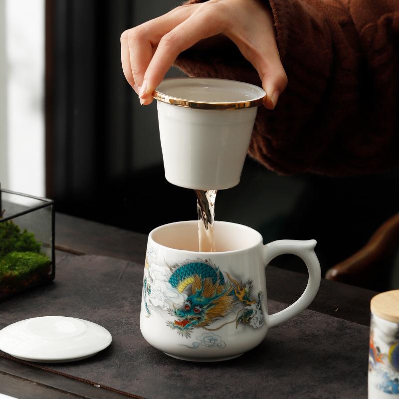 China Baixianglong Office Cup Gift Box White Porcelain Tea Set Business Year Of The Dragon Souvenir Company Annual Meeting Personal Gifts