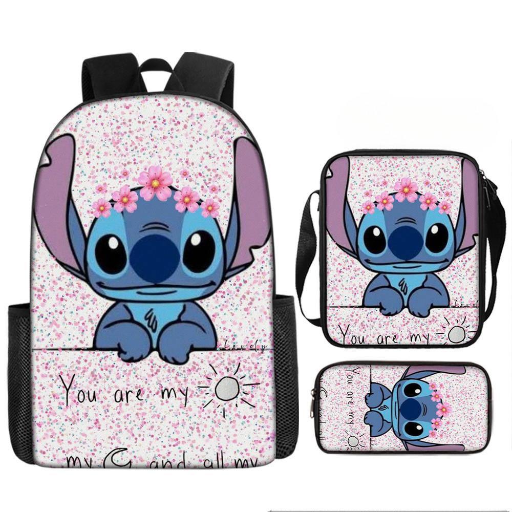 Disney Stitch School Backpack Oxford Cloth Lightweight Breathable Bookbag For Kids