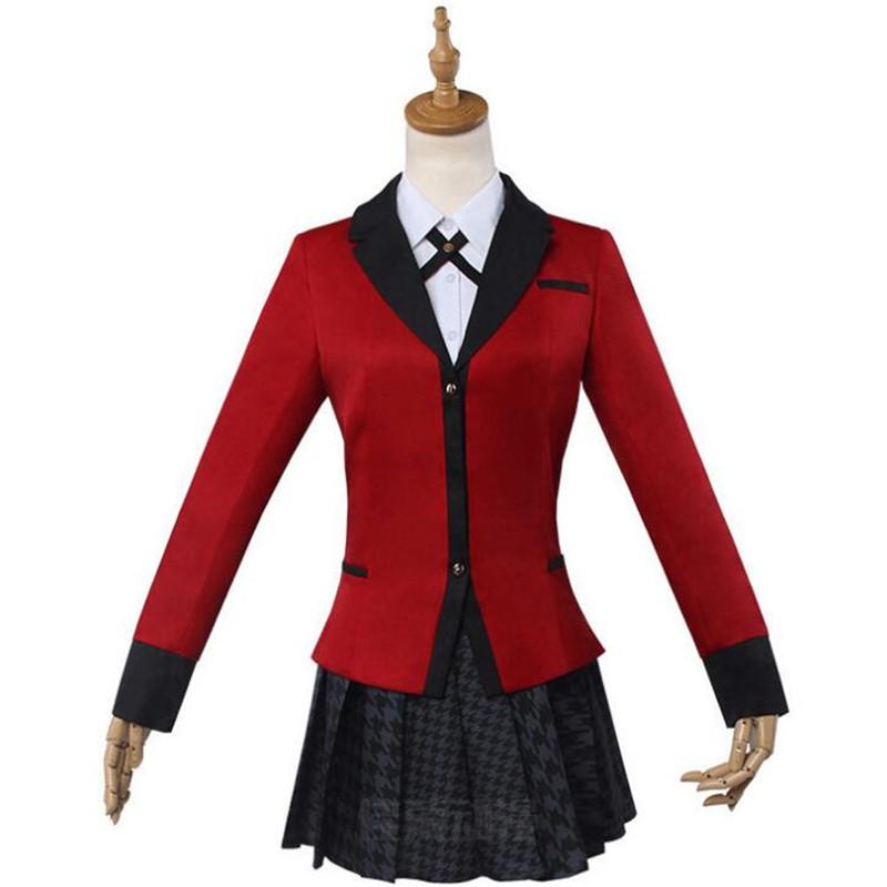 Kakegurui Jabami Yumeko Cosplay Kostým Halloween Sayaka Compulsive Gambler Anime Škola Dívka Skládaná sukně Uniforma Celá sada